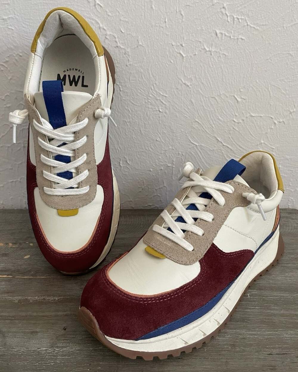 Madewell Womens 7 Kickoff Sneakers Trainers Leather Suede Fall Colors Boho EUC